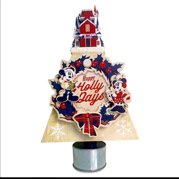 NIB Disney Holiday Decor - Mickey And Minnie Spinning Musical Tabletop Tree - Picture 1 of 5
